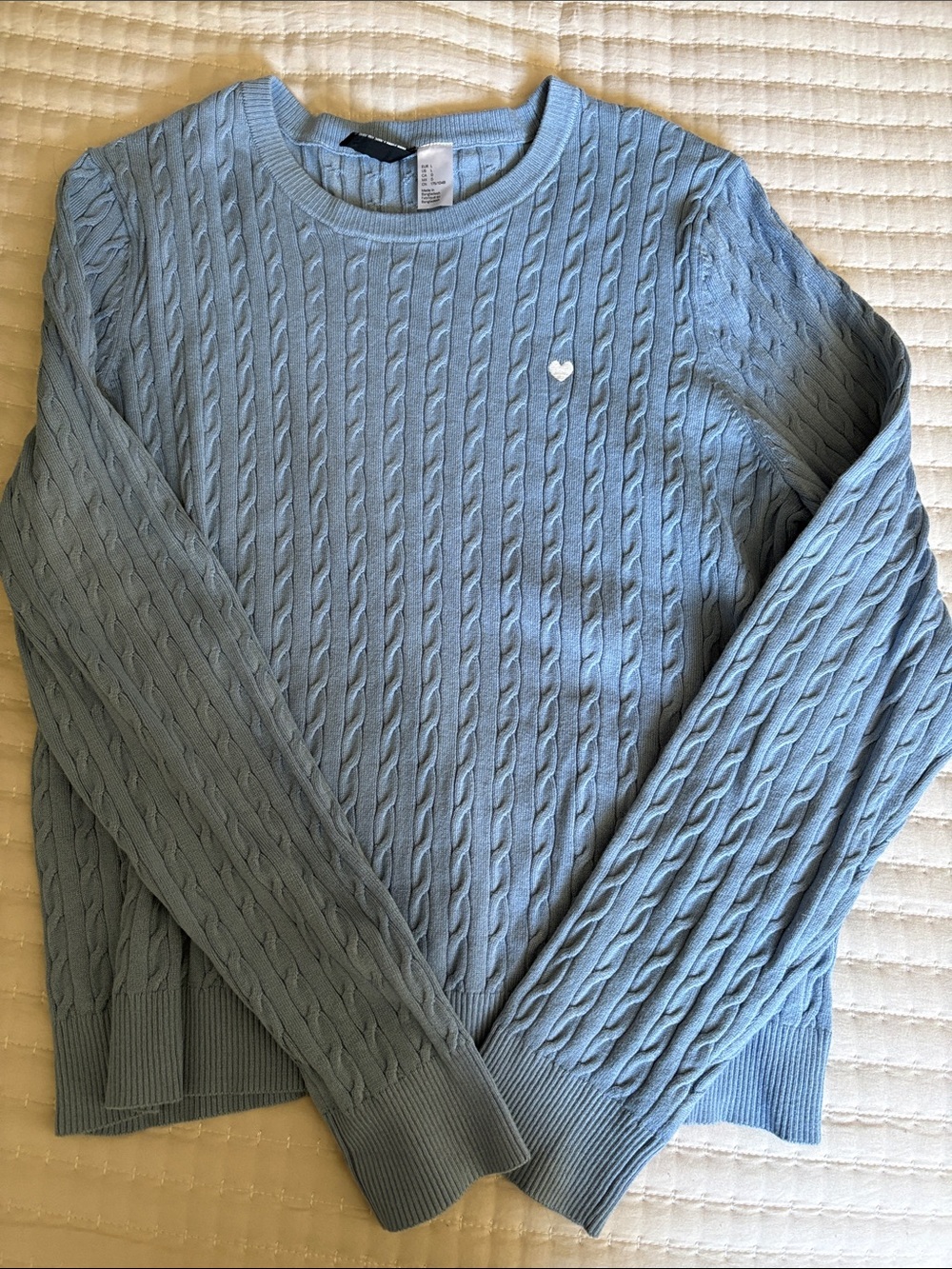 H&M Light Blue Cable-Knit Crewneck Sweater